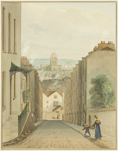 Utsikt fra toppen av Lodge Street (akvarell på papir) av Thomas Leeson the Elder Rowbotham