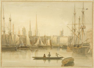 Utsikt over den flytende havnen fra Redcliffe Back Ferry av Thomas Leeson the Elder Rowbotham