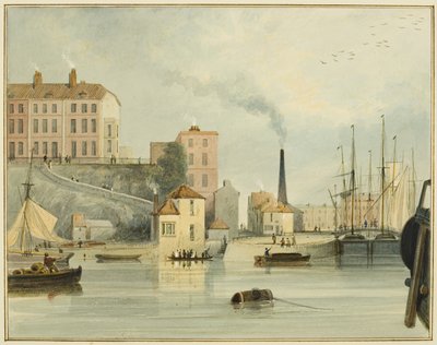 West End of Redcliffe Parade, som viser inngangsportene til Bathurst-bassenget av Thomas Leeson the Elder Rowbotham