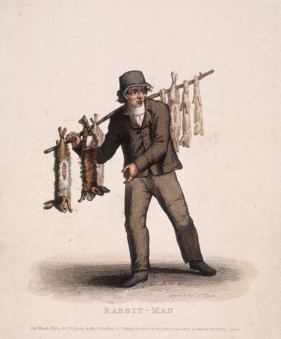 Kaninselger som bærer en stang hengt med kaniner, 1820 av Thomas Lord Busby