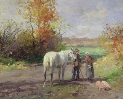 Møte på vei til marken, 1897 av Thomas Ludwig Herbst