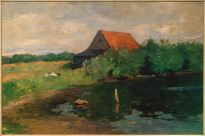 Hus med rødt tak av Thomas Ludwig Herbst