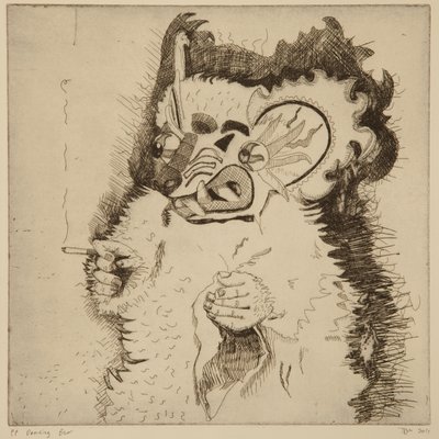 Dancing Bear, Printers proof før aquatint av Thomas MacGregor