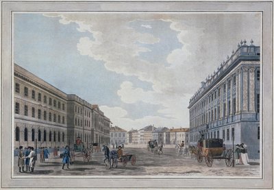 Utsikt over en Millionnaya-gate og marmorpalasset gjennom Mars-feltet, 1790 av Thomas Malton the Elder