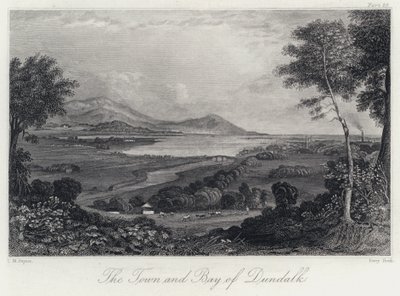 The Town and Bay of Dundalk (gravering) av Thomas Mann (after) Baynes