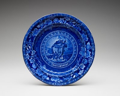 Plate, c. 1826-1835 (blyglasert keramikk med overføringstrykk) av Thomas Mayer