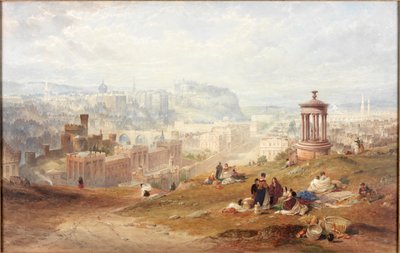 Edinburgh fra Calton Hills (akvarell på papir) av Thomas Miles Richardson