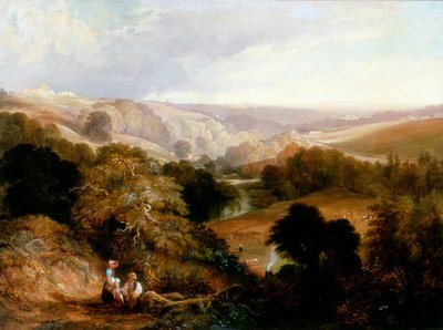 Kveldsutsikt over Heaton Dene, Lancashire, fra en eminens nær Mable