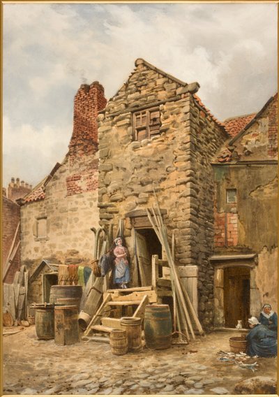 Old Sparrow Hall, Cullercoats (kroppsfarge, blyant og wc på papir) av Thomas Miles Richardson