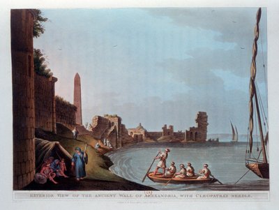 Utvendig utsikt over den gamle muren i Alexandria, med Cleopatras-nål, 1802. av Thomas Milton
