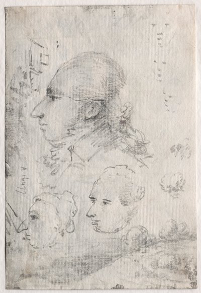 Studier av Heads verso, ca. 1820-årene. av Thomas Monro
