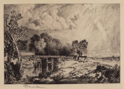 En rustikk bro av Thomas Moran