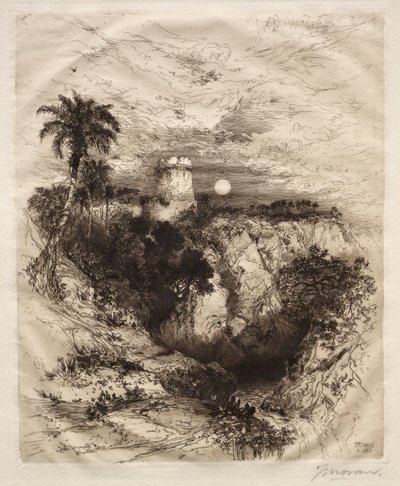 Et tårn av Cortes, 1883. av Thomas Moran