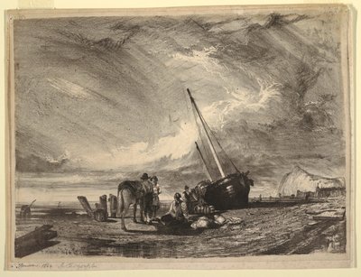 Strandet fiskebåt av Thomas Moran