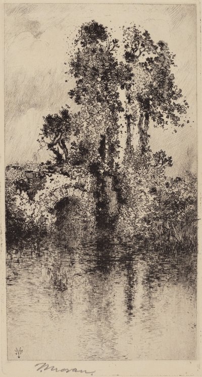 Bro og trær av Thomas Moran