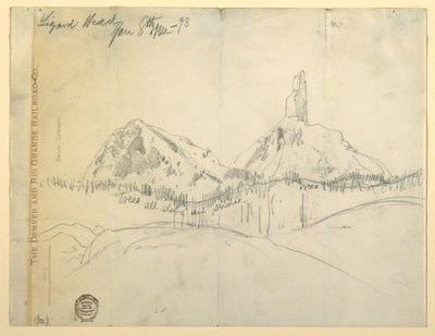 Tegning, Lizard Head, Colorado av Thomas Moran