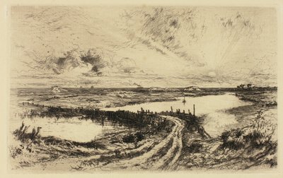 Soloppgang—The Pond, East Hampton av Thomas Moran