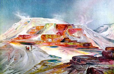 The Mammoth Hot Springs, ca. 1880 (gravering) av Thomas Moran