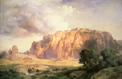 The Pueblo of Acoma, New Mexico (olje på lerret) av Thomas Moran