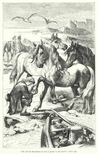 Illustrasjon for Gulliver's Travels av Jonathan Swift (gravering) av Thomas Morten