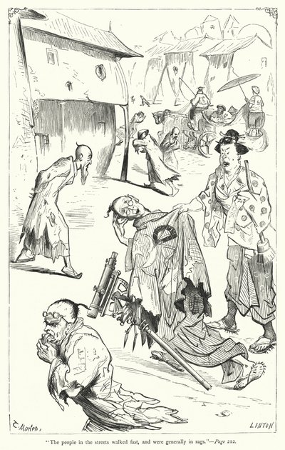 Illustrasjon for Gulliver's Travels av Jonathan Swift (gravering) av Thomas Morten