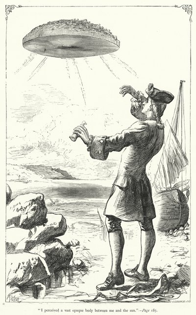Illustrasjon for Gullivers reiser av Jonathan Swift (gravering) av Thomas Morten