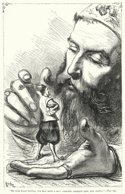 Illustrasjon for Gullivers reiser av Jonathan Swift (gravering) av Thomas Morten