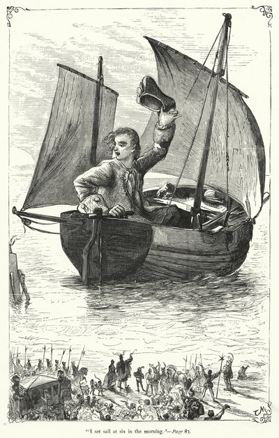 Illustrasjon for Gullivers reiser av Jonathan Swift (gravering) av Thomas Morten