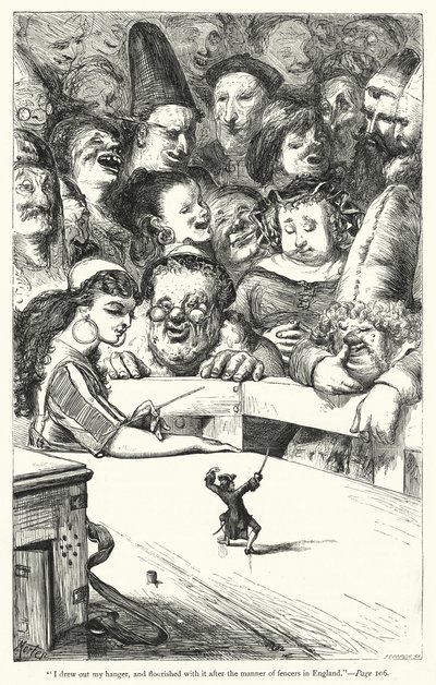 Illustrasjon for Gullivers reiser av Jonathan Swift (gravering) av Thomas Morten