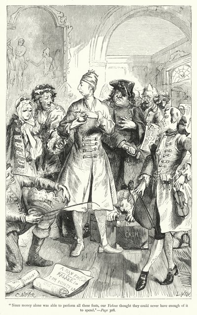 Illustrasjon for Gullivers reiser av Jonathan Swift (gravering) av Thomas Morten