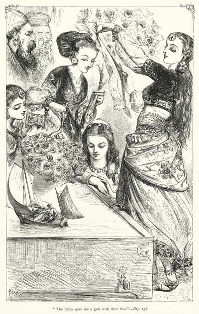 Illustrasjon for Gullivers reiser av Jonathan Swift (gravering) av Thomas Morten