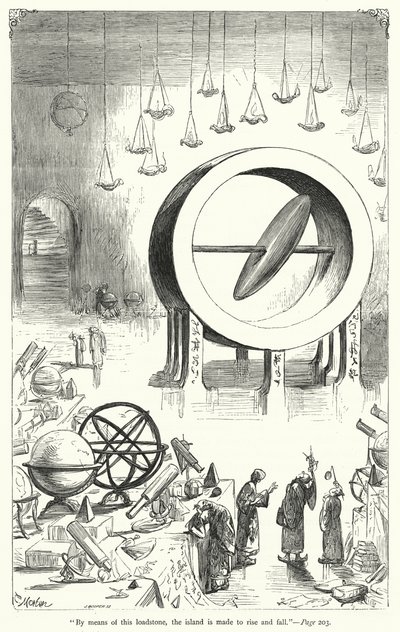 Illustrasjon for Gullivers reiser av Jonathan Swift (gravering) av Thomas Morten