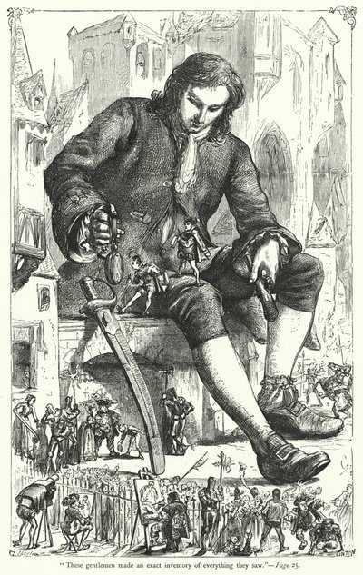 Illustrasjon for Gullivers reiser av Jonathan Swift (gravering) av Thomas Morten