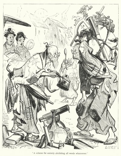 Illustrasjon for Gullivers reiser av Jonathan Swift (gravering) av Thomas Morten