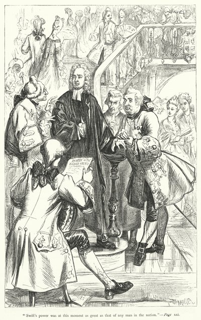 Illustrasjon for livet til Jonathan Swift (gravering) av Thomas Morten