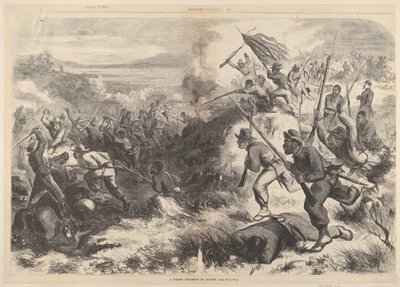 Et svart regiment i aksjon fra Harpers Weekly, 14. mars 1863. av Thomas Nast