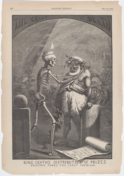 King Deaths utdeling av priser. Bacchus tar den første premien. av Thomas Nast