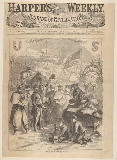 Julenissen i leiren fra Harpers Weekly, 3. januar 1863. av Thomas Nast
