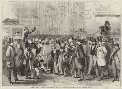 Publikum i Baltimore venter på Mr. Lincoln av Thomas Nast