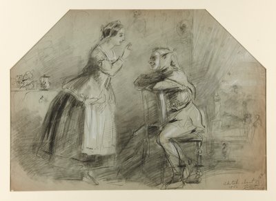 Kvinne og narr (?) av Thomas Nast