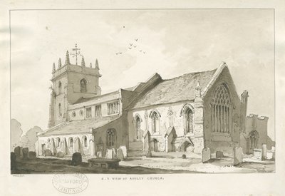 Audley Church: sepia-tegning av Thomas Peploe Wood