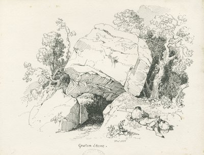Biddulph - "Gawton Stone": penn- og blekktegning, 1836 av Thomas Peploe Wood