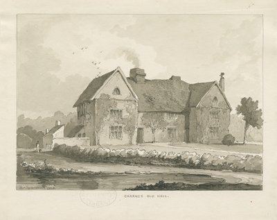 Charnes Hall: sepia-tegning av Thomas Peploe Wood
