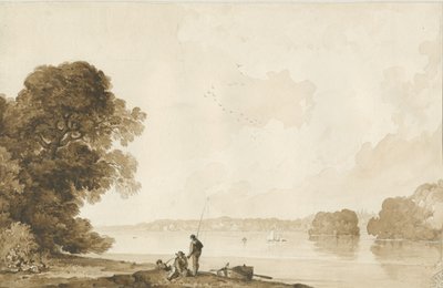Chillington Park - Pool: sepia-tegning, nd [1837-1838] (tegning) av Thomas Peploe Wood