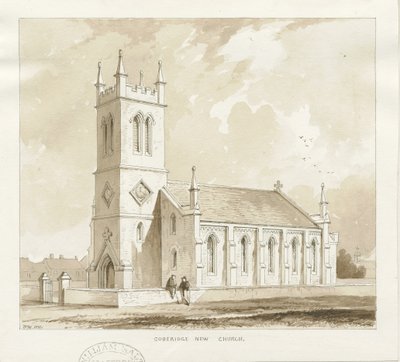 Cobridge Church: tegning med penn og vask av Thomas Peploe Wood