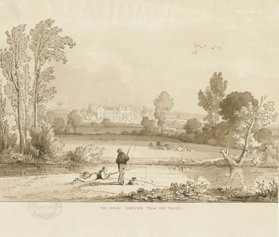 Colwich - The Mount Nunnery: sepia vasketegning, 1837 av Thomas Peploe Wood