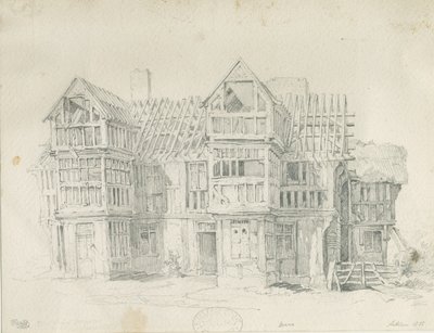 Eccleshall - Biana Hall: blyanttegning, 1835 av Thomas Peploe Wood