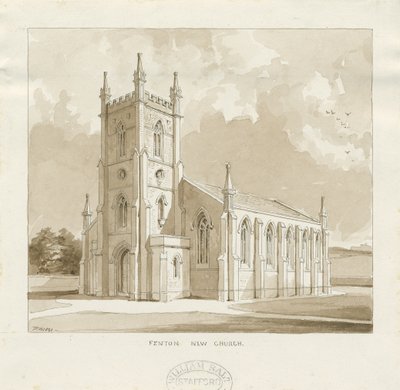Fenton New Church: sepia-tegning av Thomas Peploe Wood