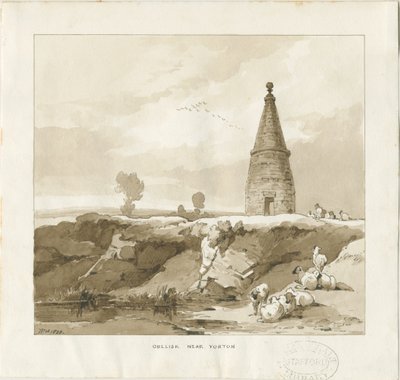 Forton - Obelisk: vasketegning av Thomas Peploe Wood