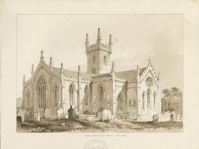 Handsworth Church: sepia-tegning av Thomas Peploe Wood
